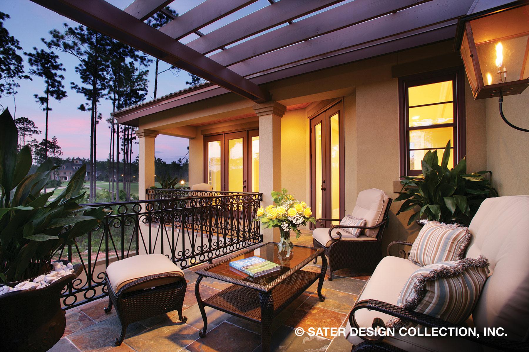 Plan 340021STR: Tusan-style Courtyard House Plan with Outdoor Spaces on Both Floors - Image #4 - European, Florida-Style, Tuscan
