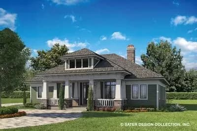 One-story Craftsman Home Plan with Large Front and Back Porches