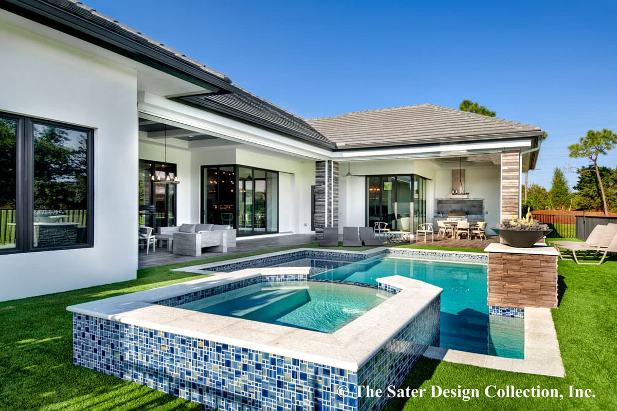 Plan 340027STR: Contemporary West Indies-style House Plan with Two Connected Lanais - Image #4 - European, Florida-Style, Mediterranean, Southern, Transitional