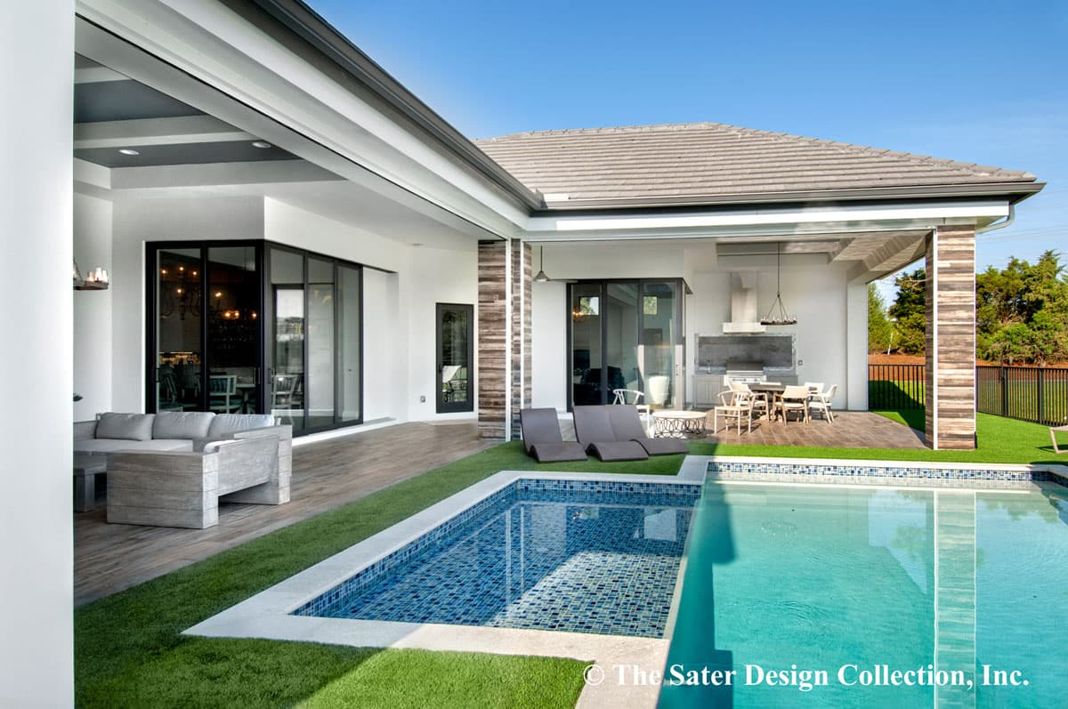 Plan 340027STR: Contemporary West Indies-style House Plan with Two Connected Lanais - Image #5 - European, Florida-Style, Mediterranean, Southern, Transitional