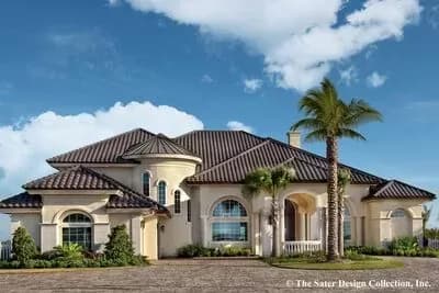 Spacious Mediterranean House Plan with Porte Cochere and Private Master Suite
