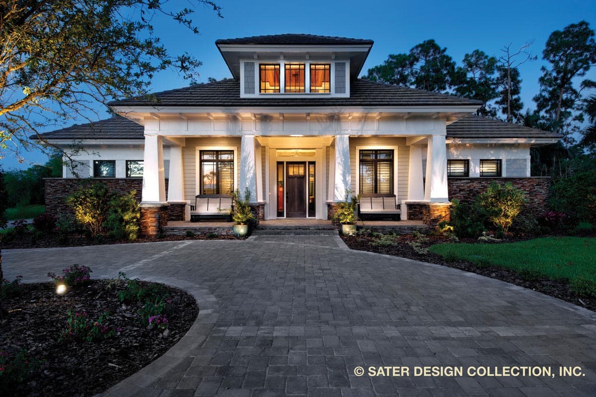 Plan 340034STR: Beautiful Craftsman House Plan with Bracketed Eaves - 3108 Sq Ft - Image #4 - Coastal, Coastal Contemporary, Contemporary, Craftsman, New American, Southern