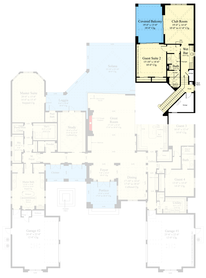 Plan 340040STR: Contemporary 5 Bed House Plan with a Courtyard Entrance - Floor Plan - 2nd Floor - Coastal, Coastal Contemporary, Contemporary, European, Florida-Style, Mediterranean, Southern, Transitional