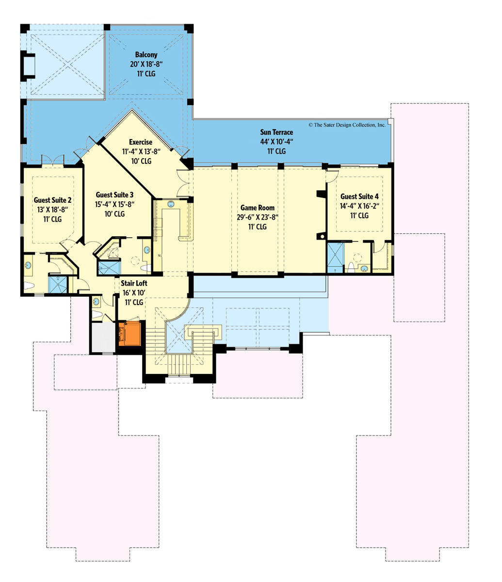 Plan 340046STR: Luxury Mediterranean Home Plan with Expansive Outdoor Living Areas - 7466 Sq Ft - Floor Plan - 2nd Floor - Coastal, Coastal Contemporary, European, Florida-Style, Mediterranean, New American, Southern