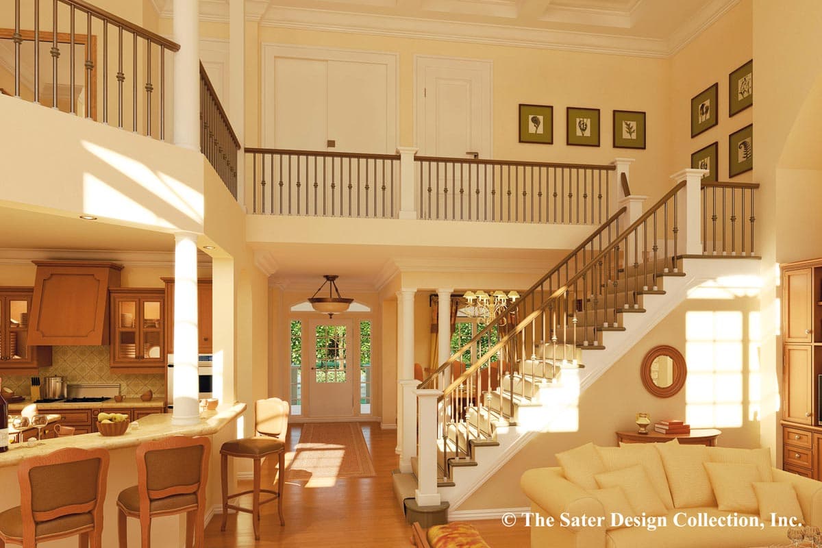 Plan 340050STR: Elegant Luxury Farmhouse with Wraparound Porches and 2-Story Great Room - Image #7 - Farmhouse, Southern