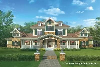 Elegant Luxury Farmhouse with Wraparound Porches and 2-Story Great Room