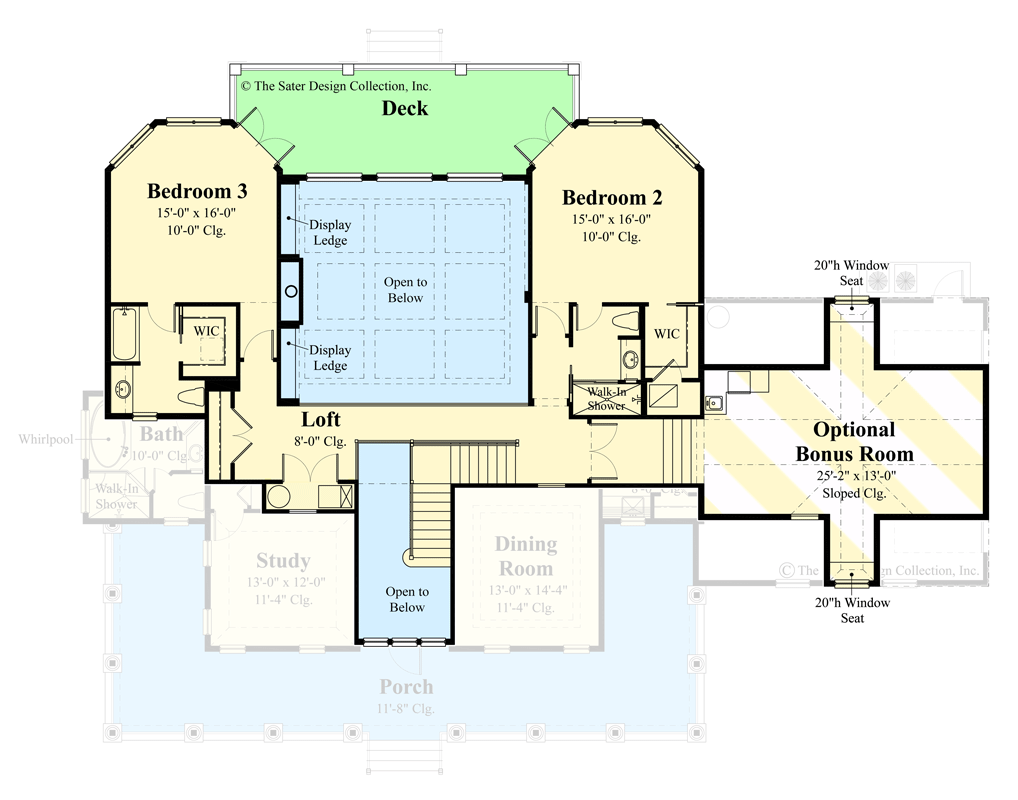 Plan 340058STR: 3-Bed Farmhouse Plan with Bonus Room above Garage - Floor Plan - 2nd Floor - Coastal, Coastal Contemporary, Country, Farmhouse, Florida-Style, Southern, Traditional