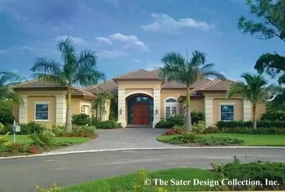 Coastal Mediterranean House Plan with Large Veranda for Indoor Outdoor Living