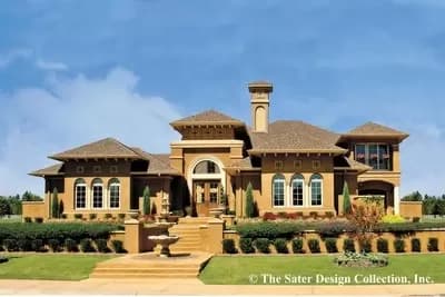 Mediterranean Home Plan with Courtyard and Private Guest Suite