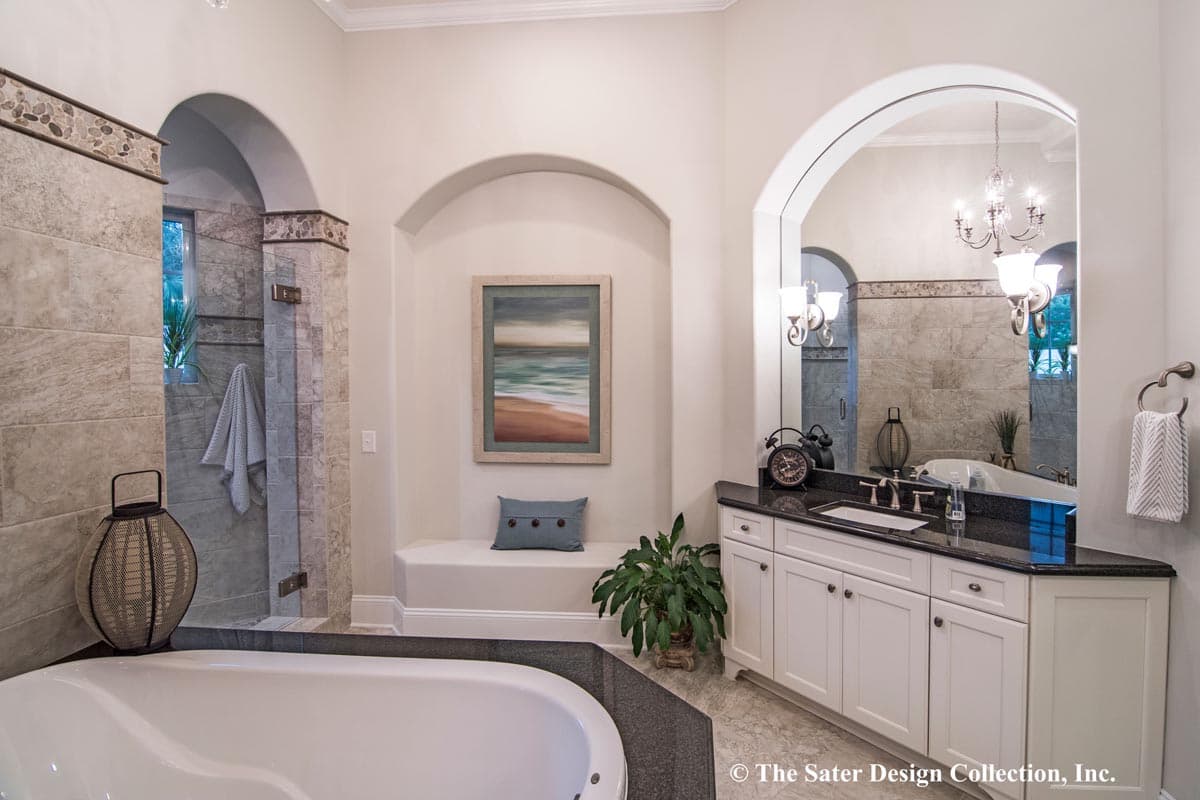 Plan 340076STR: Tuscan-inspired Luxury Home with 2-Story Living Room and Large Rear Veranda - Image #12 - Coastal, European, Mediterranean, Southern, Tuscan