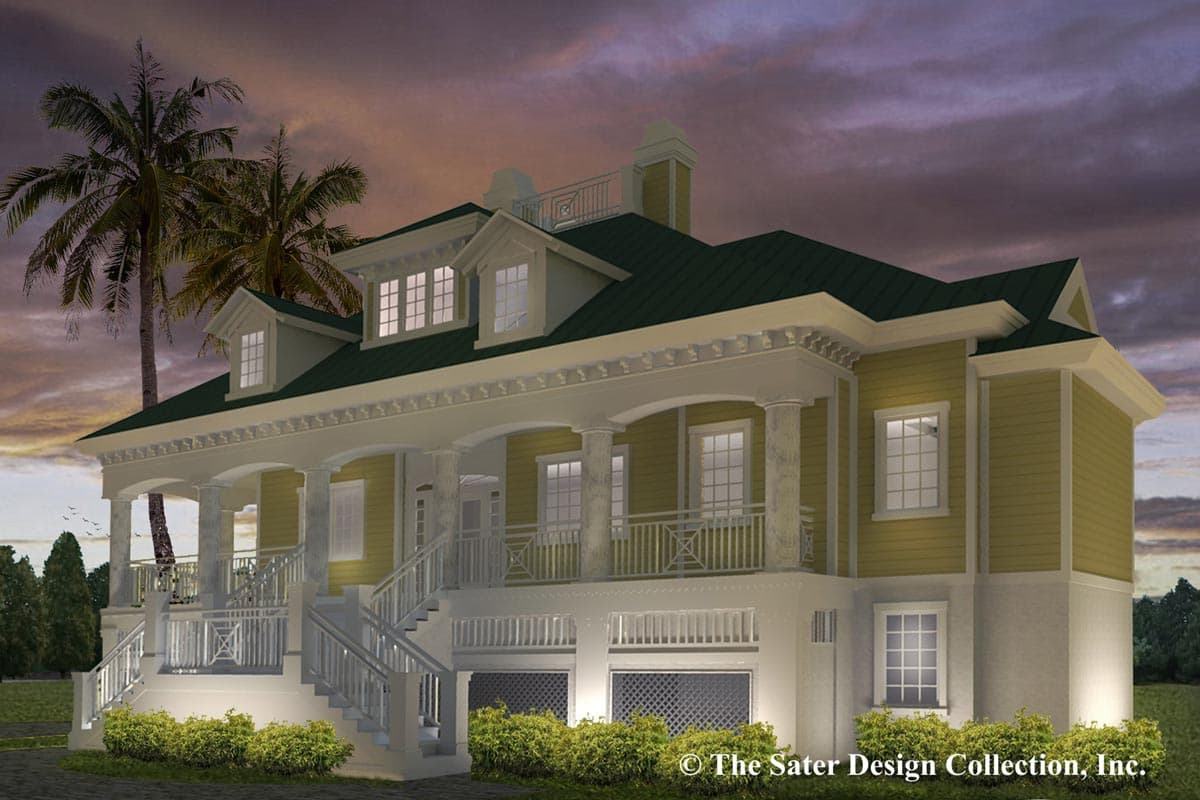 Plan 340078STR: Southern Tidewater Cottage with Main Floor Master Suite and a 2-Story Great Room - Image #4 - Acadian, Coastal, Louisiana-Style, Low Country, Southern, Southern Traditional