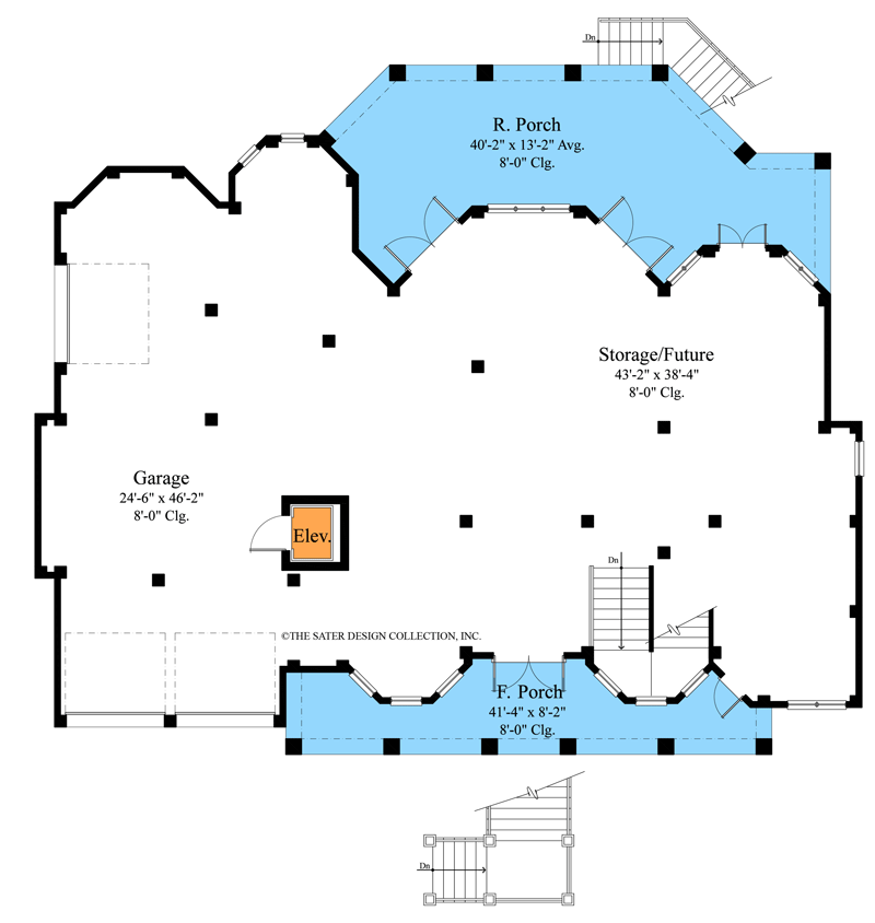 Plan 340080STR: Southern Beach Home with Elevated Foundation and Large Great Room - Floor Plan - Basement - Beach, Coastal, Florida-Style, Low Country, Southern, Southern Traditional