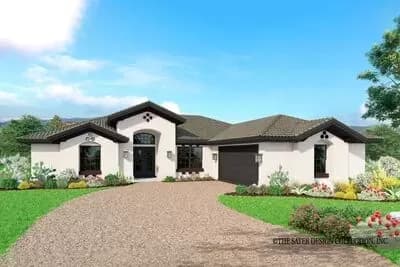 European-inspired Ranch Plan with Split-bed Layout