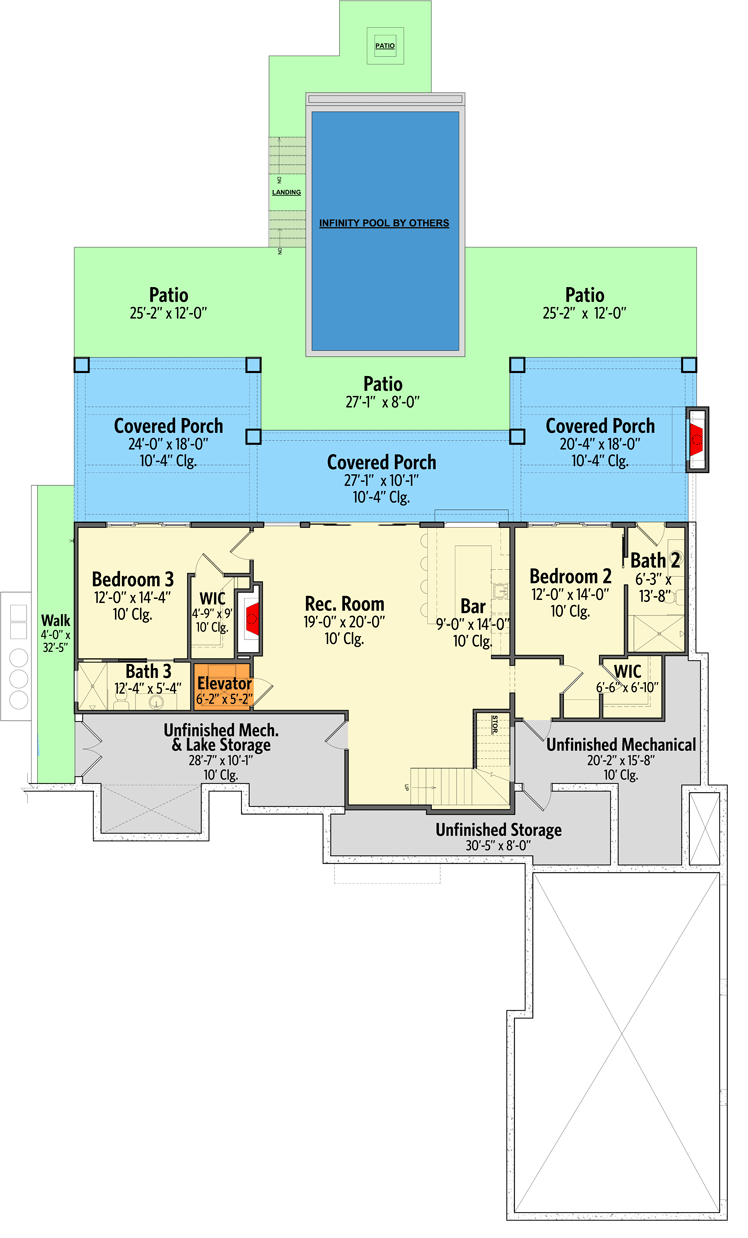 Plan 871012JEN: Luxury Modern Home Plan with Expansive Outdoor Living Spaces and Pool Concept - Floor Plan - Finished Lower Level - Contemporary, Modern, Prairie, Transitional