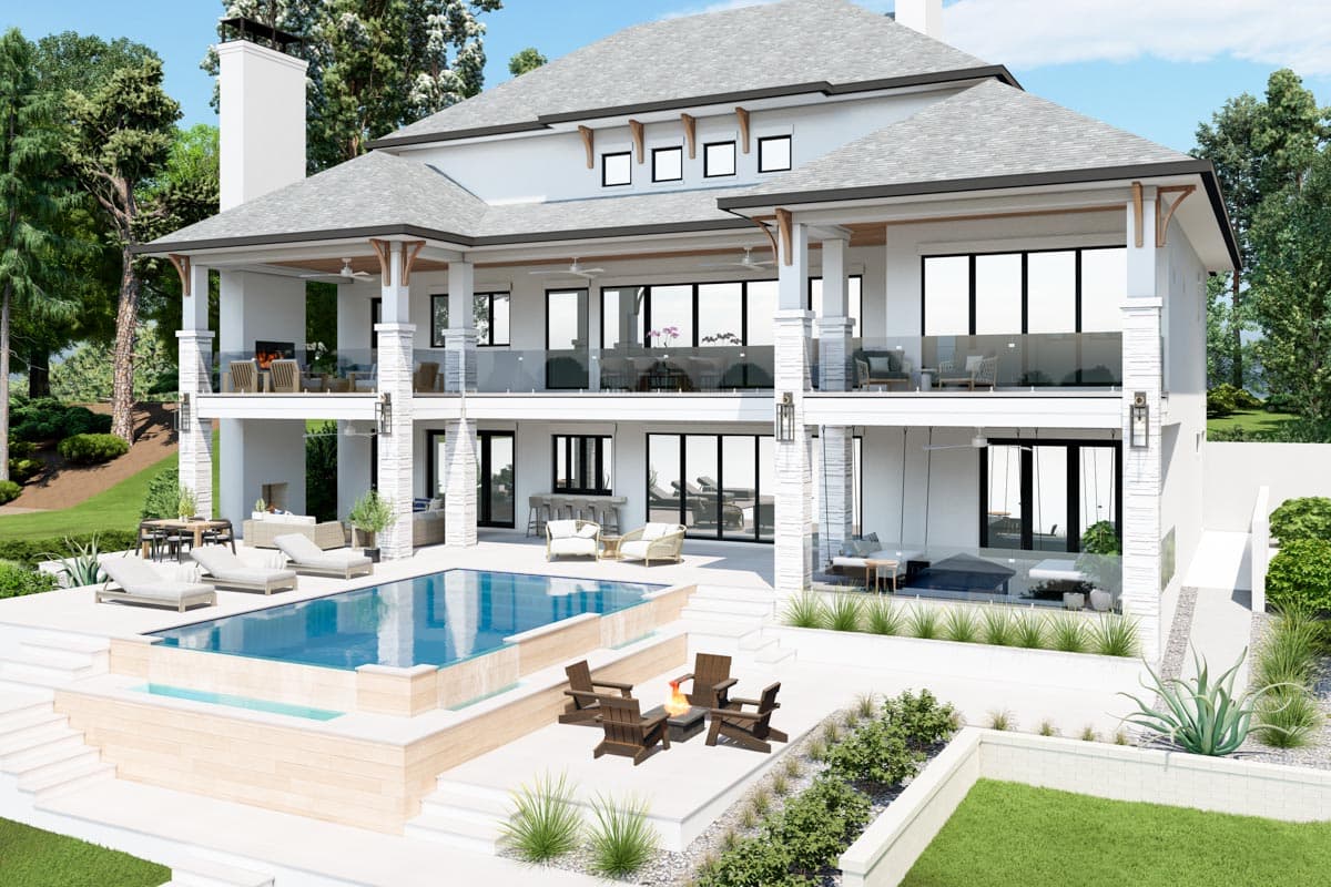 Plan 871012JEN: Luxury Modern Home Plan with Expansive Outdoor Living Spaces and Pool Concept - Image #7 - Contemporary, Modern, Prairie, Transitional