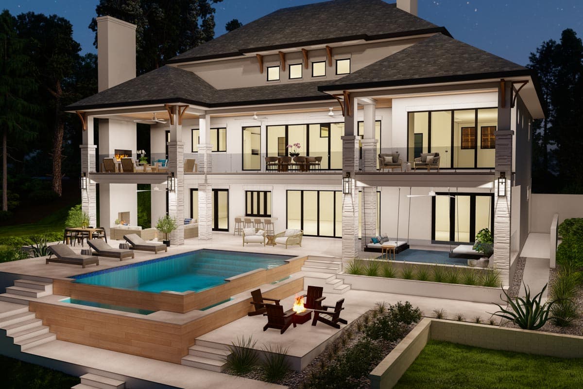 Plan 871012JEN: Luxury Modern Home Plan with Expansive Outdoor Living Spaces and Pool Concept - Image #8 - Contemporary, Modern, Prairie, Transitional