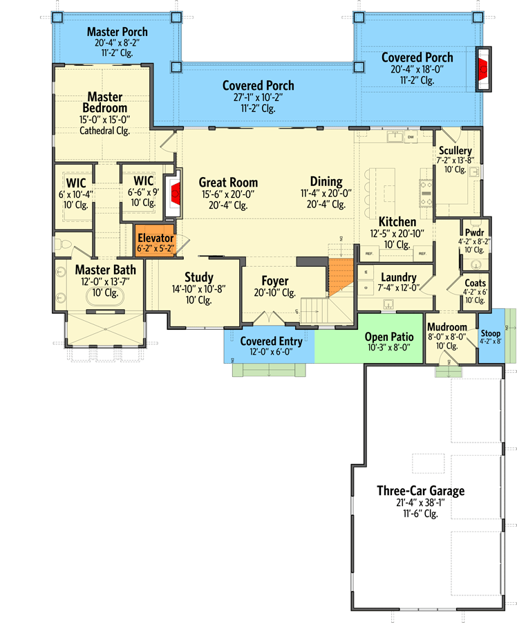Plan 871012JEN: Luxury Modern Home Plan with Expansive Outdoor Living Spaces and Pool Concept - Floor Plan - Main Level - Contemporary, Modern, Prairie, Transitional