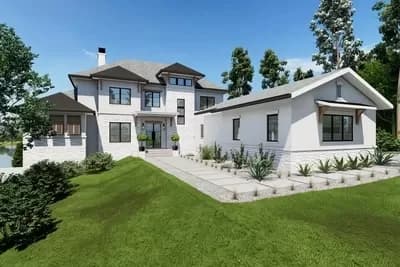 Luxury Modern Home Plan with Expansive Outdoor Living Spaces and Pool Concept