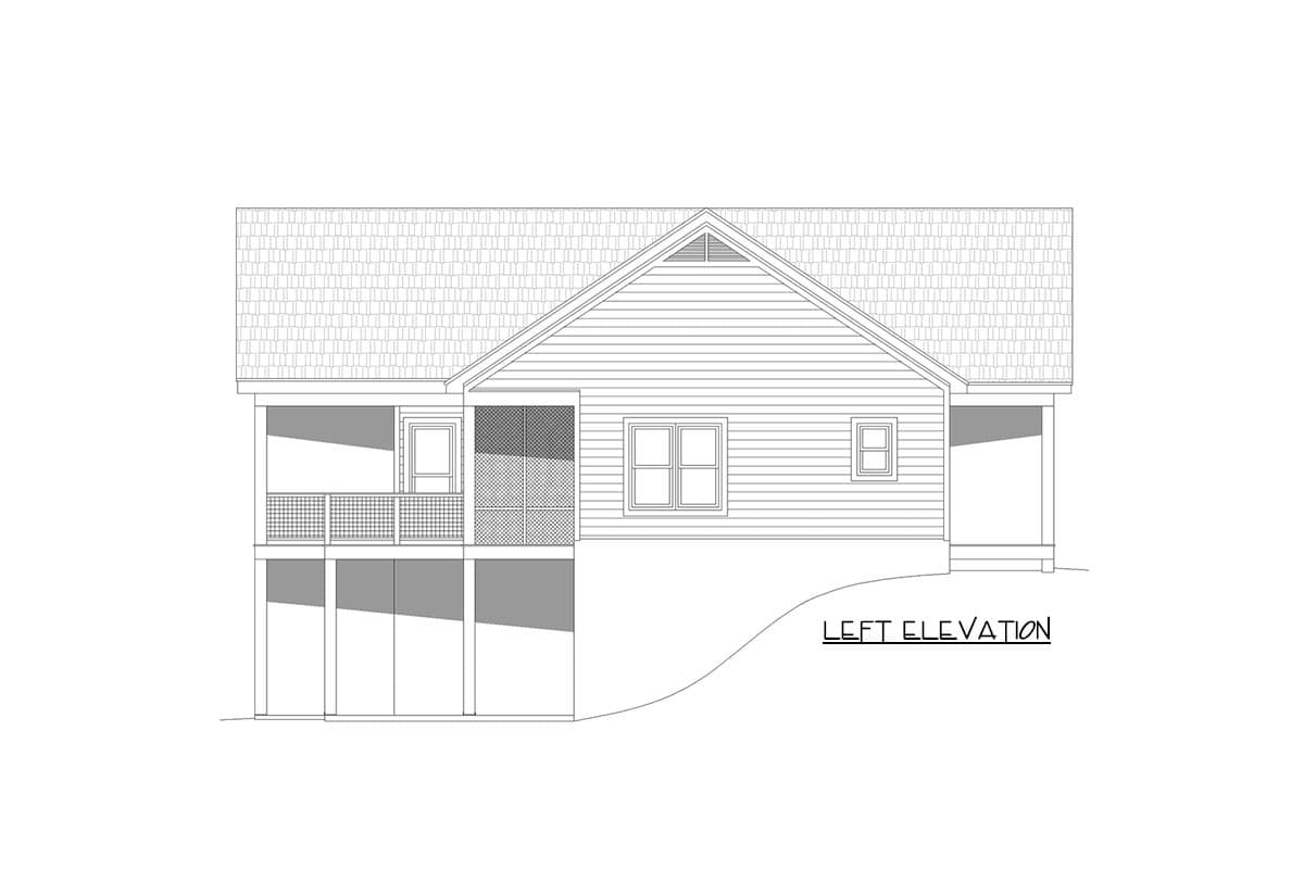 Plan 68880VR: Contemporary 3 Bed Mountain Ranch for the Rear Sloping Lot - Image #4 - Country, Craftsman, Mountain, Rustic, Vacation