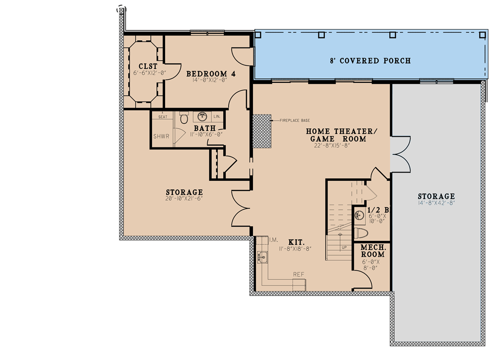 Plan 70720MK: Transitional House Plan with 2 Master Suites and 2 Kitchens - 4474 Sq Ft - Floor Plan - Lower Level - Country, Craftsman, New American, Traditional, Transitional