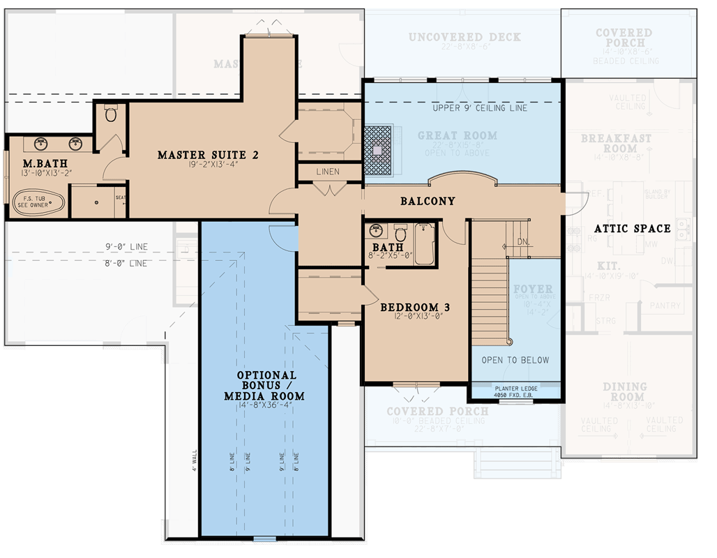 Plan 70720MK: Transitional House Plan with 2 Master Suites and 2 Kitchens - 4474 Sq Ft - Floor Plan - 2nd Floor - Country, Craftsman, New American, Traditional, Transitional