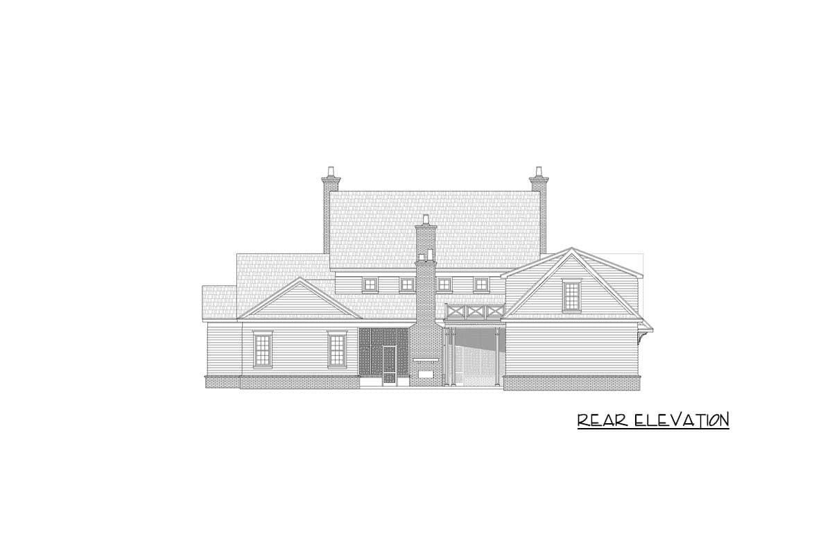 Plan 68883VR: Downsized Traditional Colonial House Plan with Man Cave above Rear 3-Car Garage - Image #5 - Colonial, Traditional
