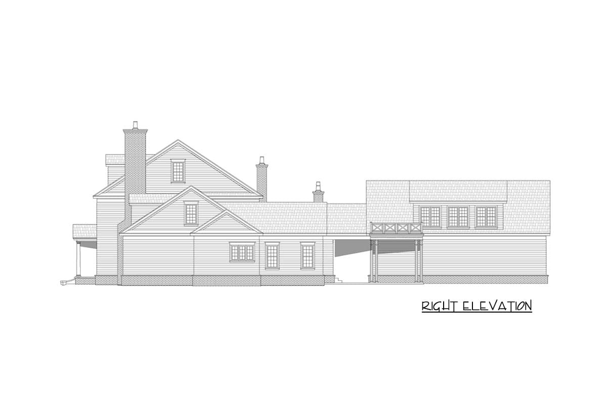 Plan 68883VR: Downsized Traditional Colonial House Plan with Man Cave above Rear 3-Car Garage - Image #6 - Colonial, Traditional
