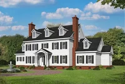 Downsized Traditional Colonial House Plan with Man Cave above Rear 3-Car Garage