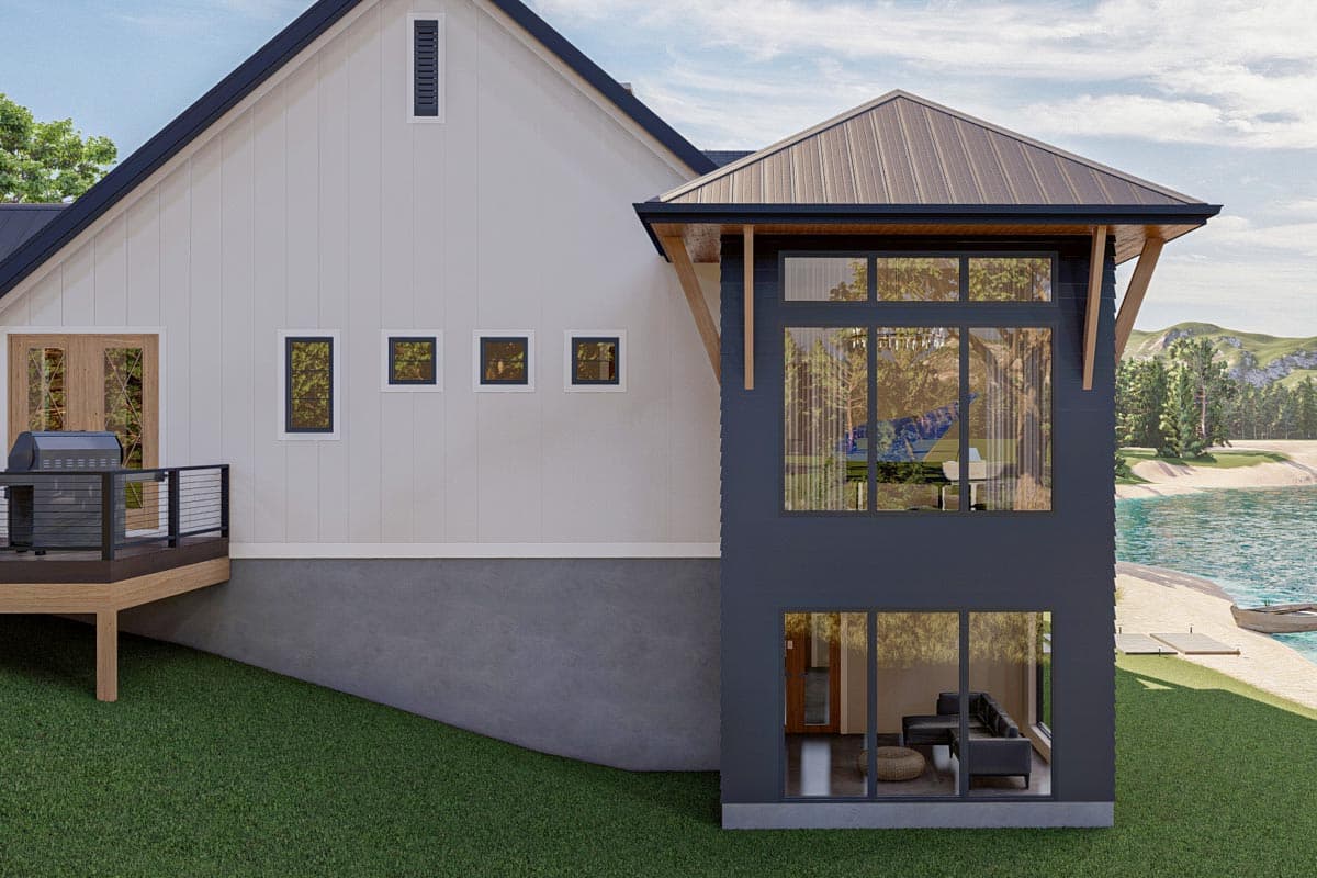 Plan 623063DJ: Contemporary Lake House Plan with Vaulted Great Room and Covered Deck - Image #7 - Contemporary, Country, Modern Farmhouse, New American, Transitional