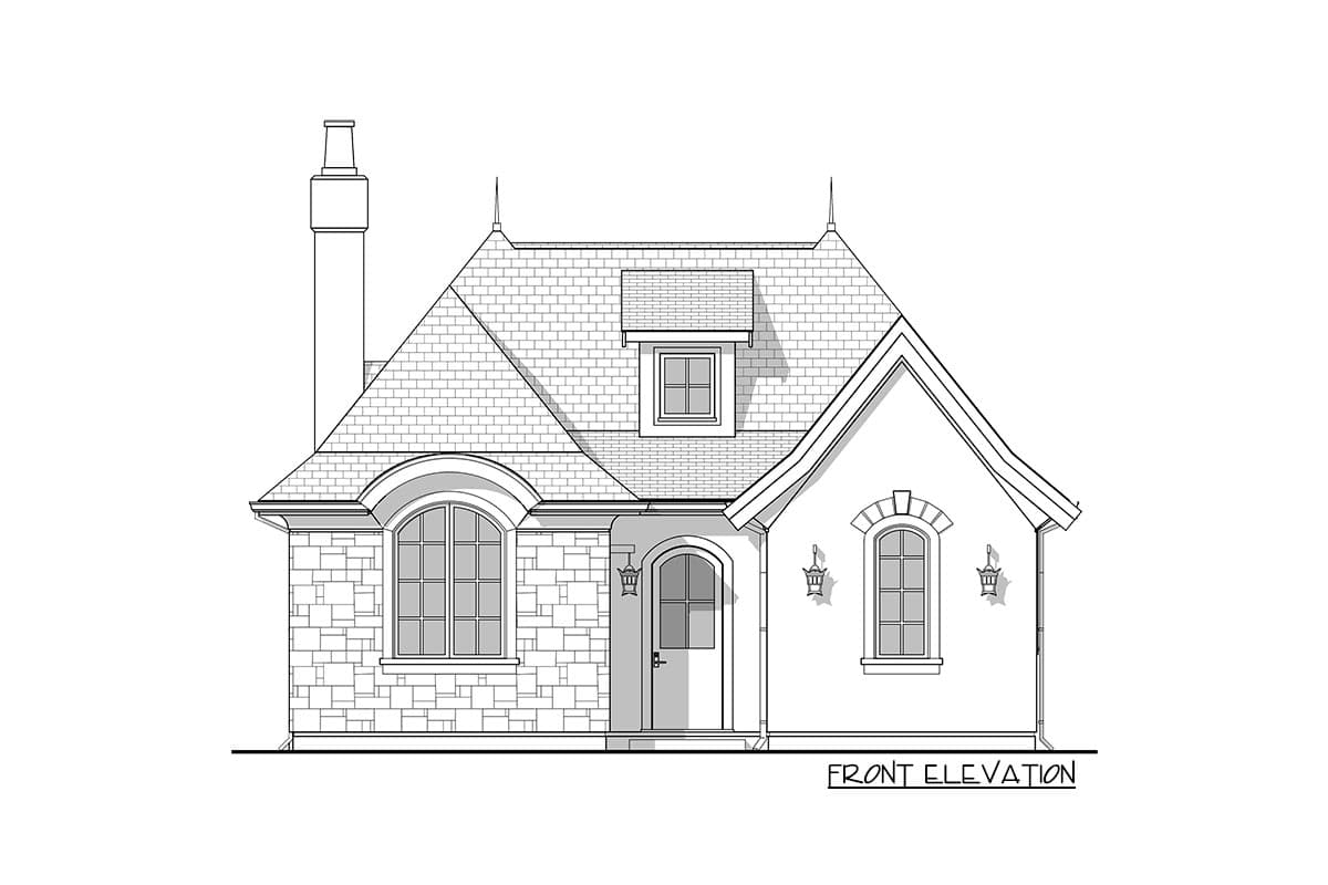 Plan 677002NWL: One Bed European Cottage or Guest House - Image #5 - Cottage, European, French Country