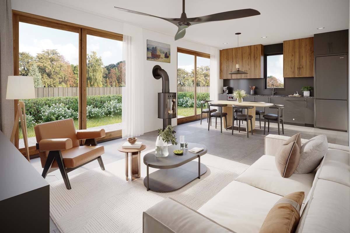 Plan 677007NWL: Simple Contemporary House Plan with 8'-Deep Open Deck - Image #4 - Contemporary, Ranch, Vacation