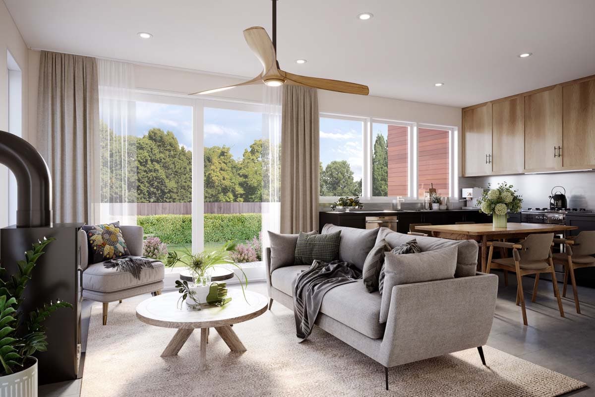 Plan 677008NWL: 900 Square Foot Contemporary 2 Bed House Plan with Indoor-Outdoor Living - Image #4 - Contemporary, European, Modern, Northwest, Ranch, Rustic, Vacation