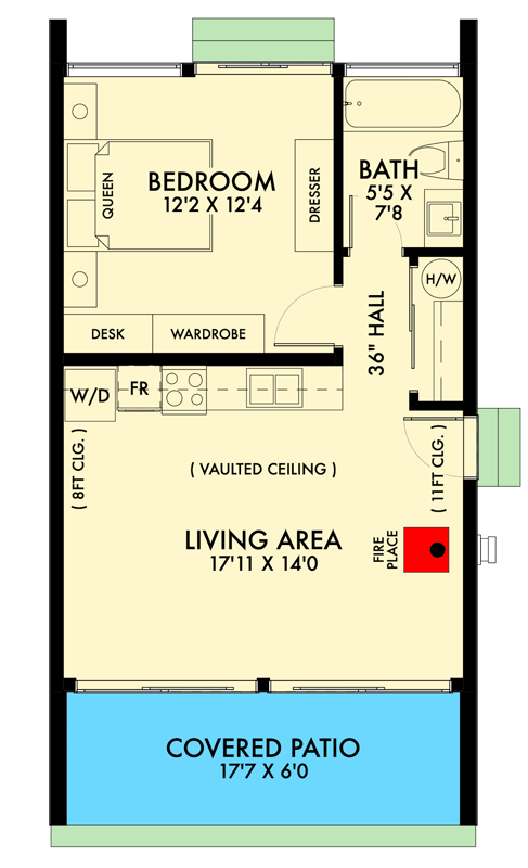 Plan 677009NWL: Contemporary Tiny Home Plan with Cube-like Exterior - Floor Plan - Main Level - Contemporary, Modern, Northwest