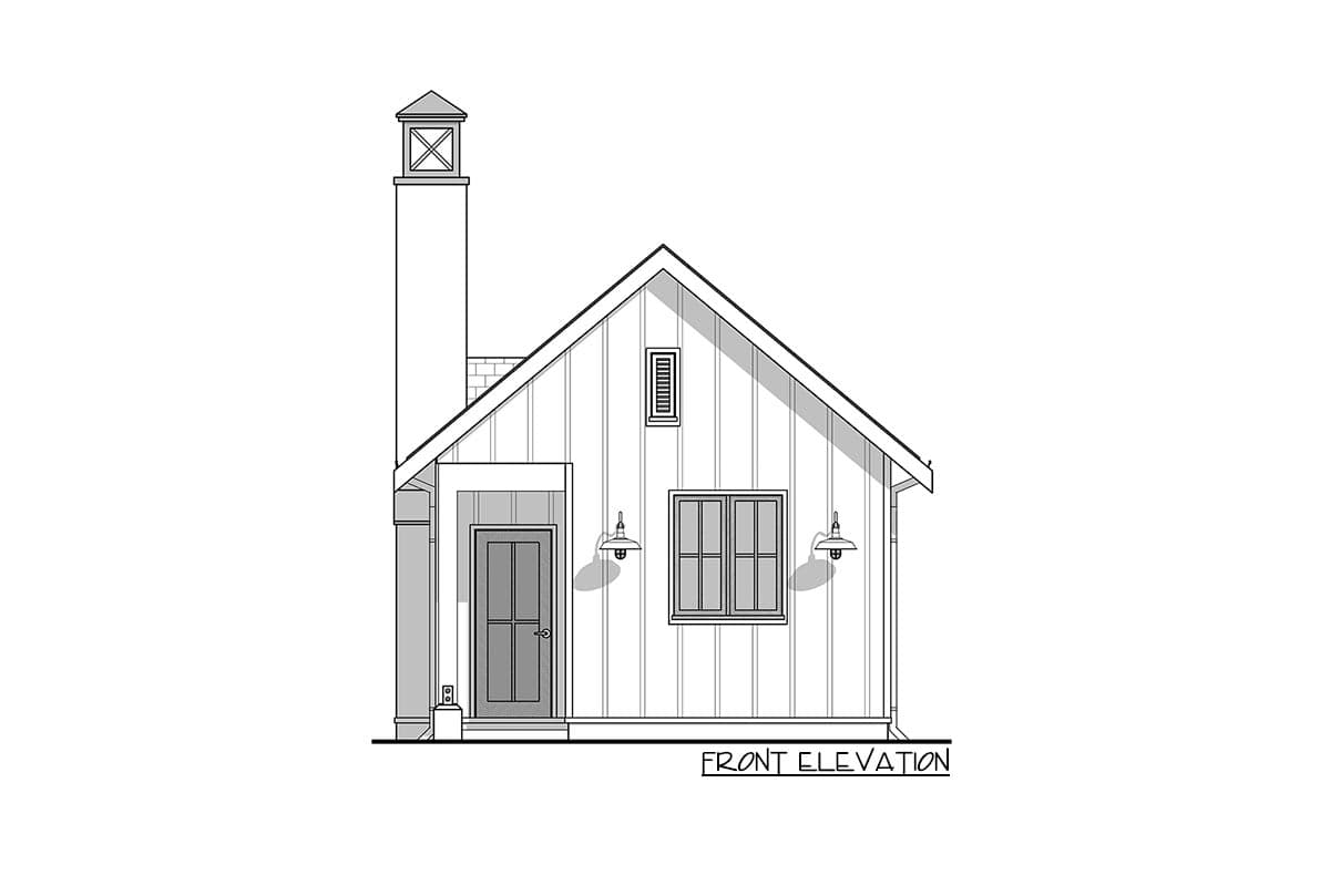 Plan 677010NWL: Tiny Farmhouse Plan Perfect Makes a Great Home Office or Artist's Studio - Image #4 - Cabin, Cottage, Country, Modern Farmhouse, Vacation