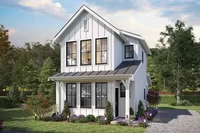  Compact New American House Plan - 900 Sq Ft