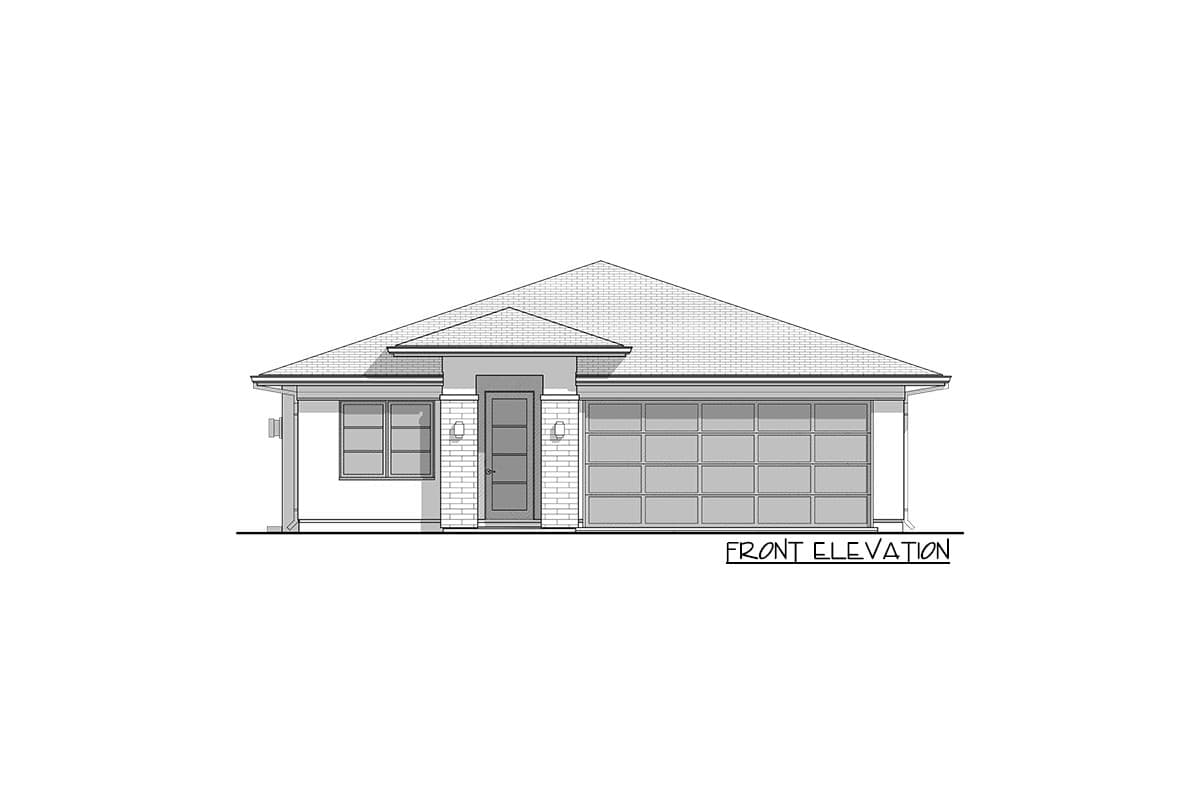 Plan 677013NWL: Contemporary Prairie Home Plan with Large Covered Patio - 1575 Sq Ft - Image #4 - Mid Century Modern, Prairie, Ranch