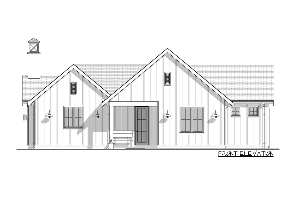 Plan 677014NWL: Vaulted Modern Farmhouse with Open Concept Interior - 1200 Sq Ft - Image #5 - Country, Craftsman, Modern Farmhouse, New American, Ranch