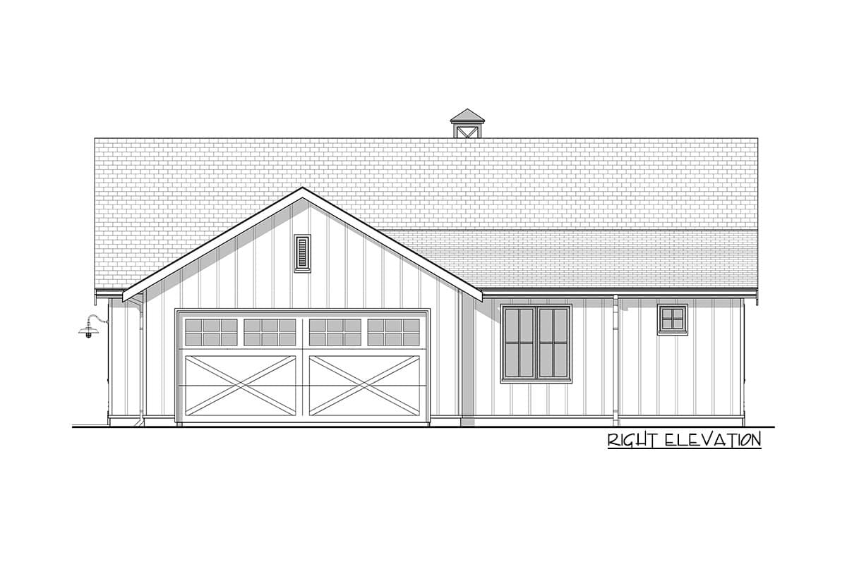 Plan 677014NWL: Vaulted Modern Farmhouse with Open Concept Interior - 1200 Sq Ft - Image #8 - Country, Craftsman, Modern Farmhouse, New American, Ranch