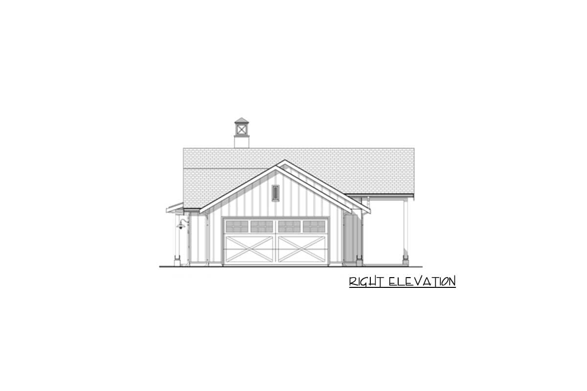 Plan 677016NWL: One Floor Modern Farmhouse Plan with 2-Car Side-Entry Garage - Image #7 - Country, Modern Farmhouse, New American, Ranch