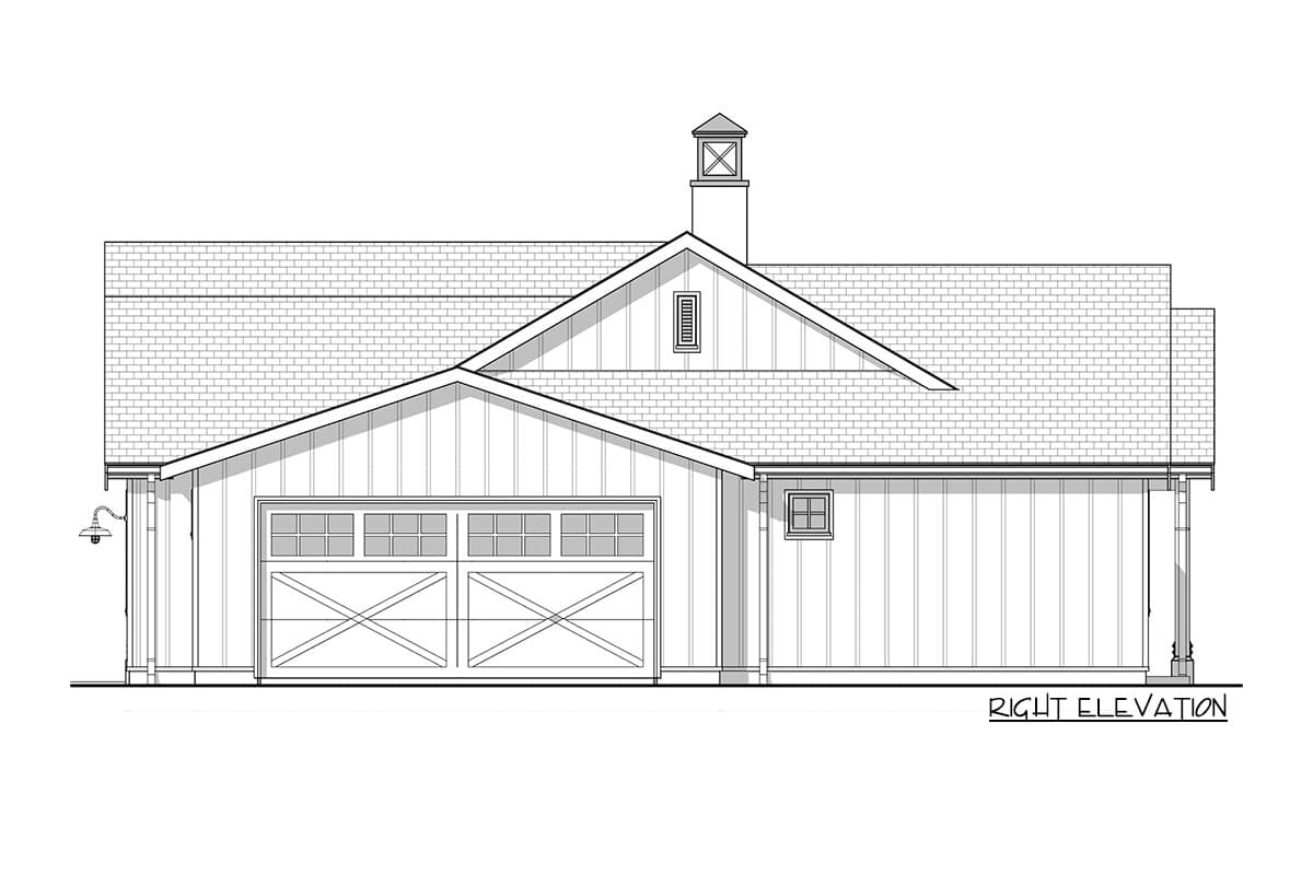 Plan 677017NWL: One Story Modern Farmhouse with Split Bedroom Layout and a Vaulted Living Room - 1500 Sq Ft - Image #8 - Country, Craftsman, Farmhouse, Modern Farmhouse, New American, Ranch, Traditional