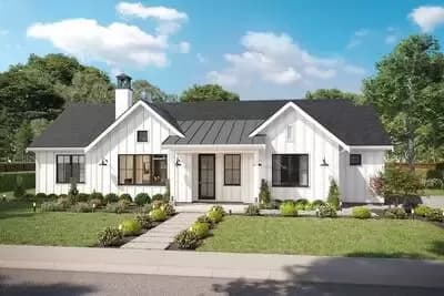 Modern Farmhouse Plan with 3 Beds and a 2-Car Side-Entry Garage - 1626 Sq Ft