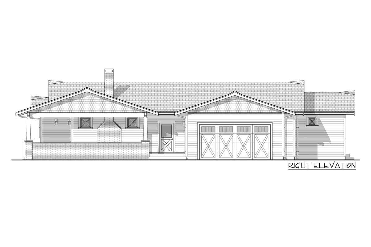 Plan 677022NWL: Modern Bungalow with Vaulted Living Room and Large Covered Patio - 1540 Sq Ft - Image #5 - Bungalow, Cottage, Country, Craftsman, Northwest