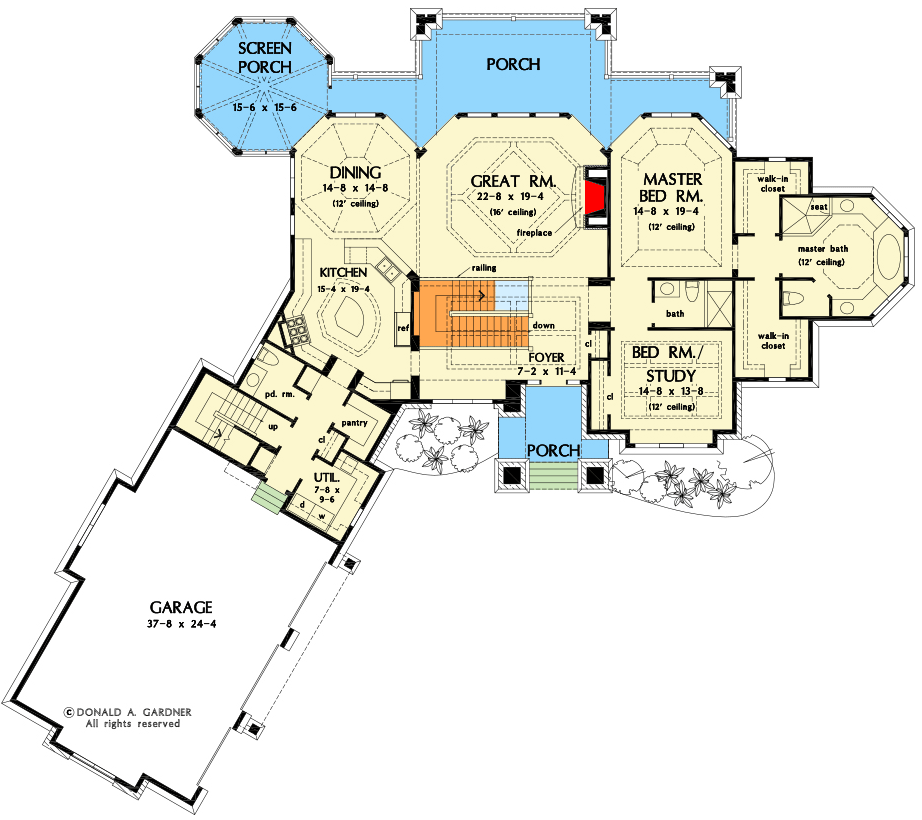 Plan 444080GDN: Mountain Craftsman Home Plan with Main-level Owner's Suite - Floor Plan - Main Level - Craftsman, Mountain, Rustic