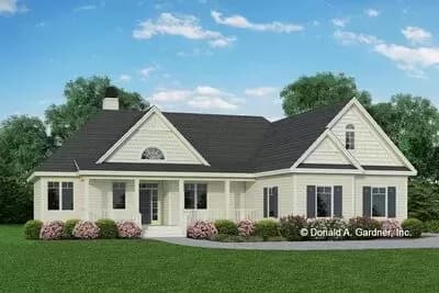 One-story Country Ranch-style House Plan with 16'3" Cathedral Ceiling