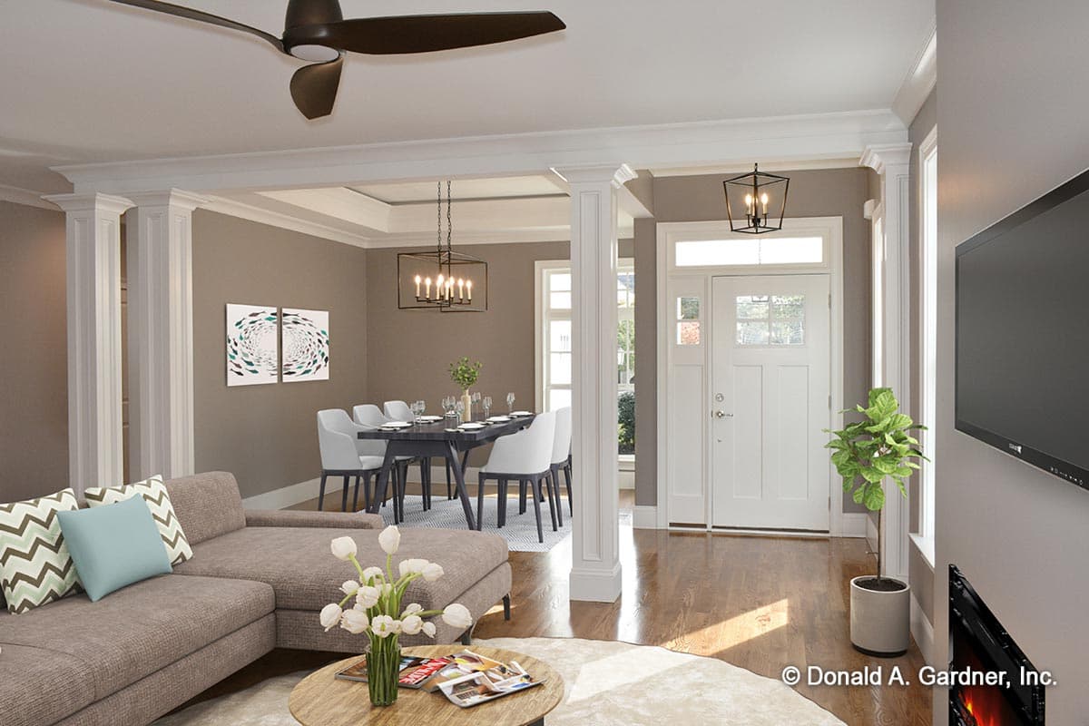 Plan 444099GDN: 34' Wide House Plan with Flex Room and a Vaulted Great Room - Image #4 - Country, Southern, Traditional