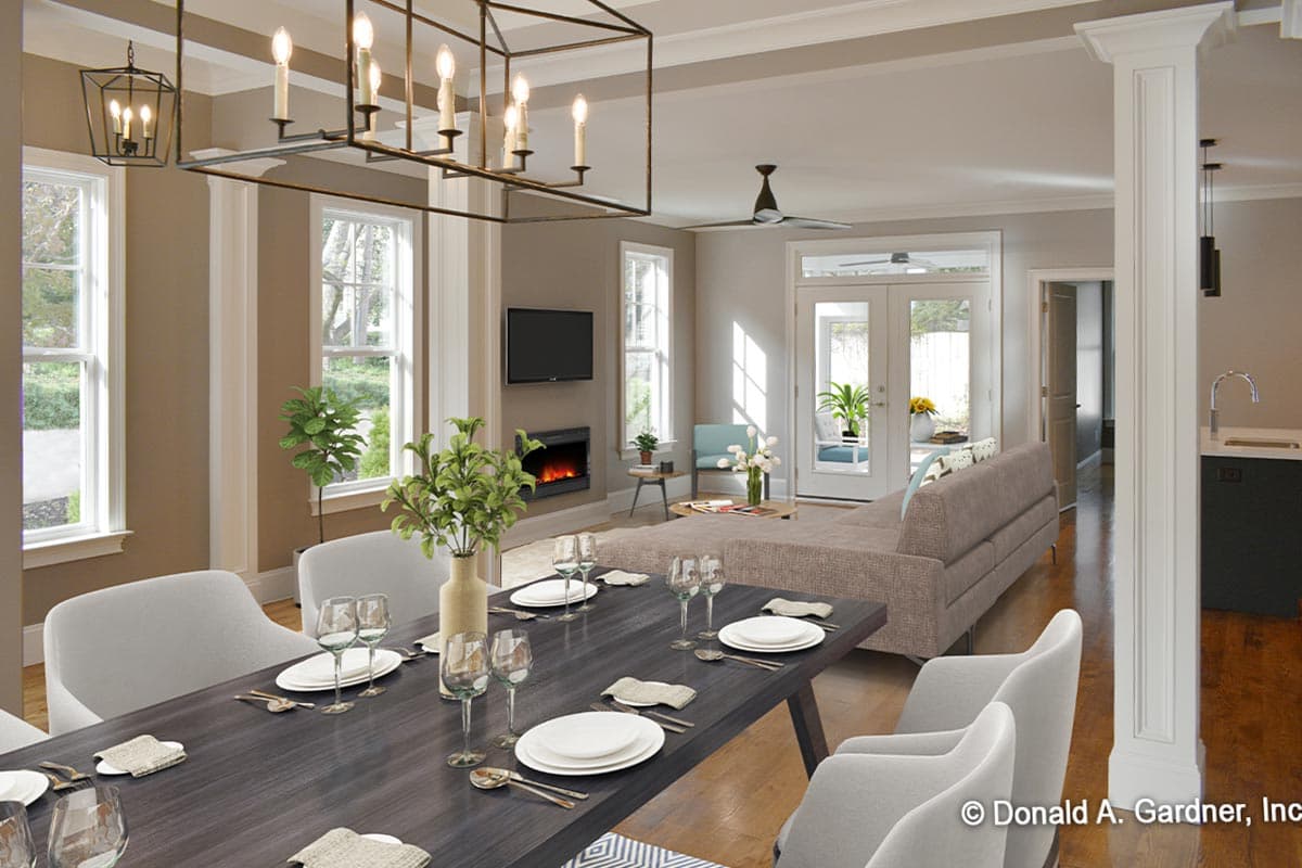 Plan 444099GDN: 34' Wide House Plan with Flex Room and a Vaulted Great Room - Image #5 - Country, Southern, Traditional