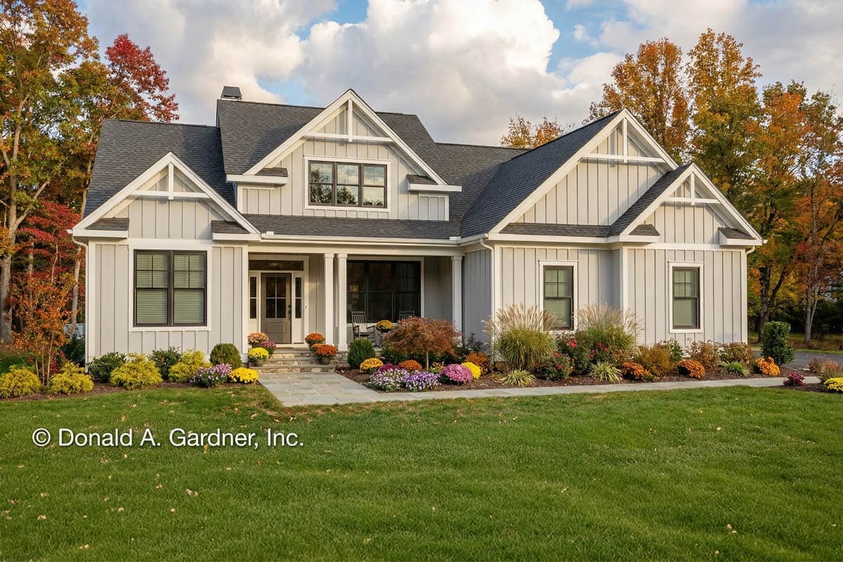 Family-friendly New American Home Plan with Main-floor Master Bedroom