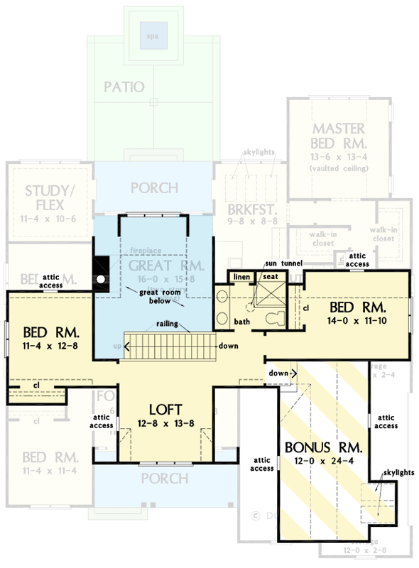 Plan 444100GDN: Family-friendly New American Home Plan with Main-floor Master Bedroom - Floor Plan - 2nd Floor - Country, New American