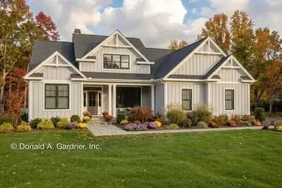 Family-friendly New American Home Plan with Main-floor Master Bedroom