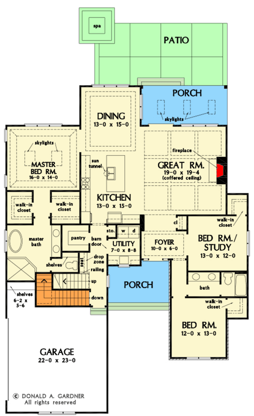 Plan 444109GDN: Rustic Cottage Plan with Bonus Room and Flex Bedroom